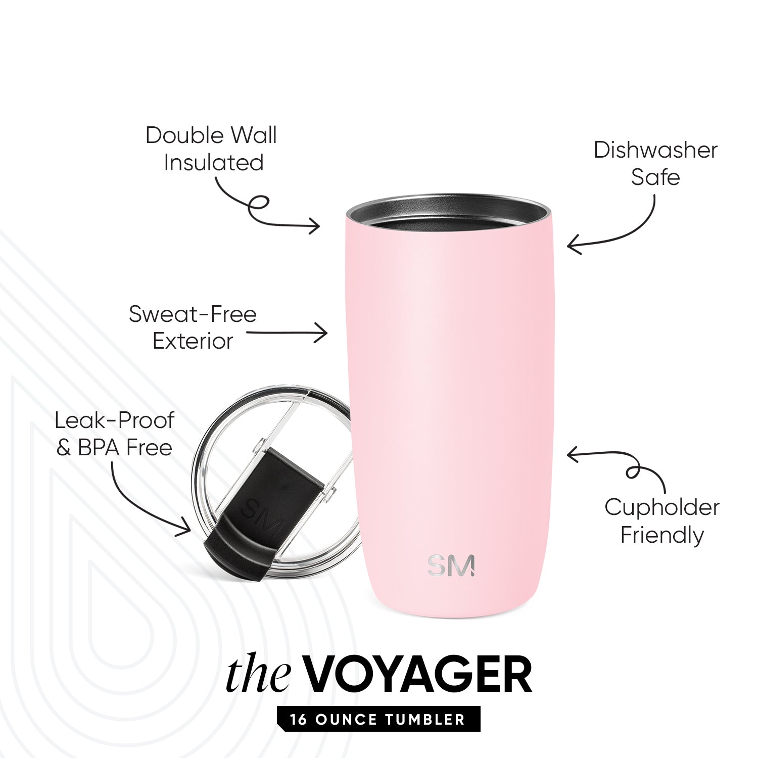 Voyager 20oz Insulated Tumbler with Clear Flip Lid & Straw - Leakproof Stainless Steel Travel Mug for Hot & Cold Drinks - Perfect for Office, Gym, Hiking and Outdoor Activities