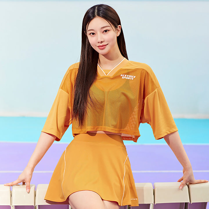 Stylish Line Mesh Cover Up Short Sleeve Shirt - Lightweight Summer Beachwear for Women | Perfect for Pool Parties, Vacations & Casual Outings