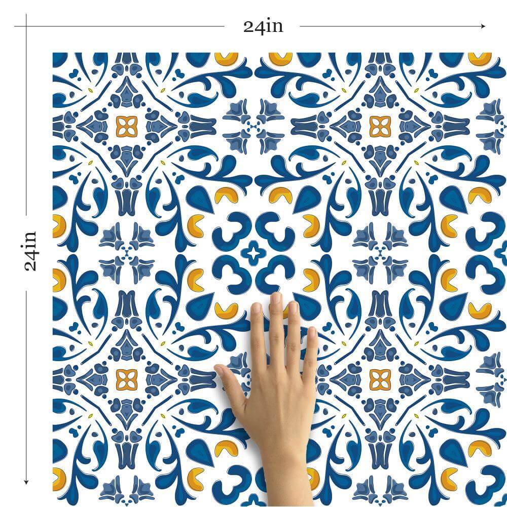 Blue Global Tile Adhesive Peel and Stick Removable Wallpaper 6885 - Self-Adhesive Wall Tiles for Kitchen Backsplash, Bathroom, and Home Decor - Easy DIY Installation, Waterproof & Reusable