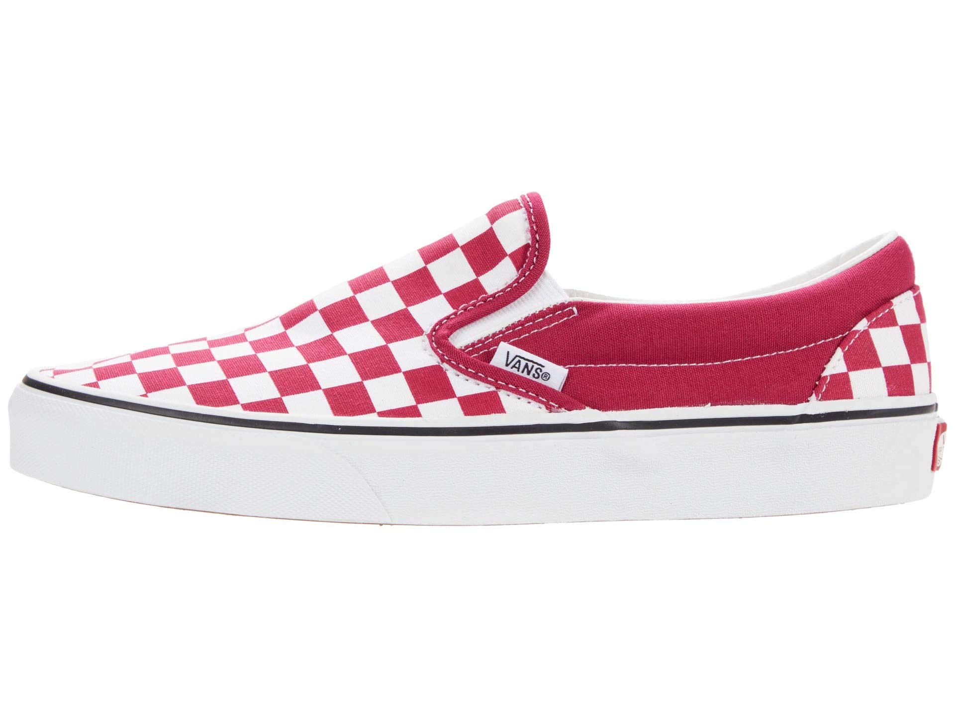 Vans Men's Classic Slip-On Checkerboard Sneakers - Cerise/True White - Size 7 | Casual Skate Shoes for Men | Perfect for Streetwear, Skateboarding & Everyday Comfort