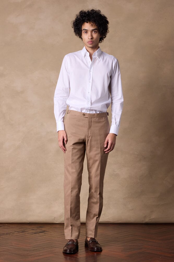 Apollo Men's Slim Fit Chino Pants - Light Brown Cotton Twill Stretch 410 - Comfortable Office & Casual Wear for Business Professionals