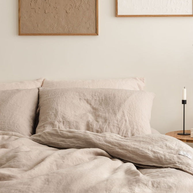 Premium Breeze Linen Pillowcase Set of 2 - Sand Beige | 100% Natural Breathable Linen Bedding | Perfect for Hot Sleepers & Summer Nights
