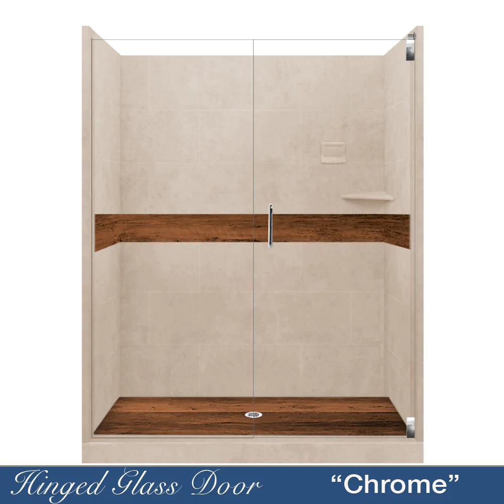Lifeproof Burnt Oak Brown Sugar 60-Inch Alcove Stone Shower Enclosure Kit - Waterproof Bathroom Upgrade for Modern Homes