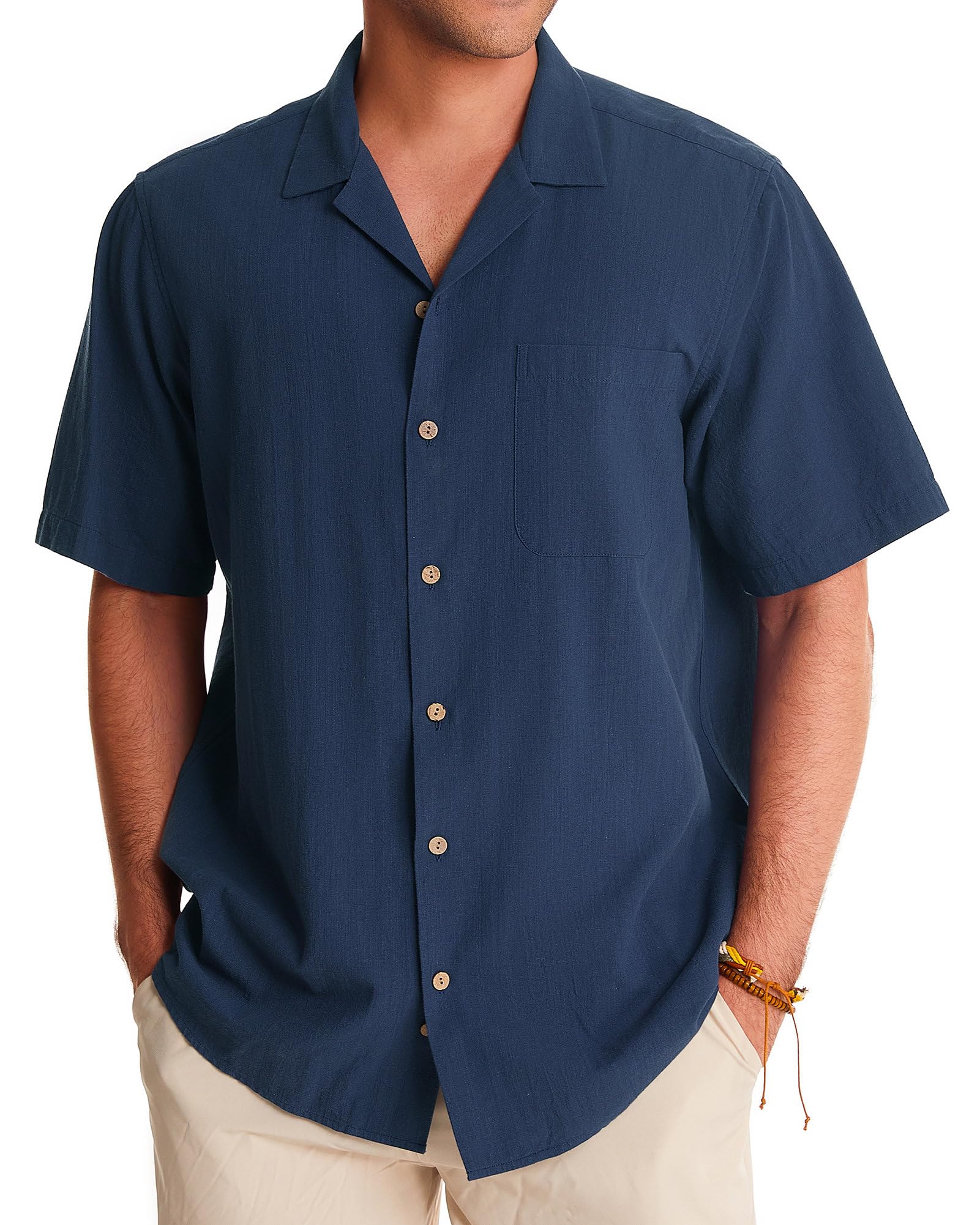 Men's Linen Short Sleeve Button Down Shirts - Breathable Cotton Summer Casual Shirts for Beach, Vacation & Hawaiian Style | Perfect for Tropical Getaways, Pool Parties and Summer Outings