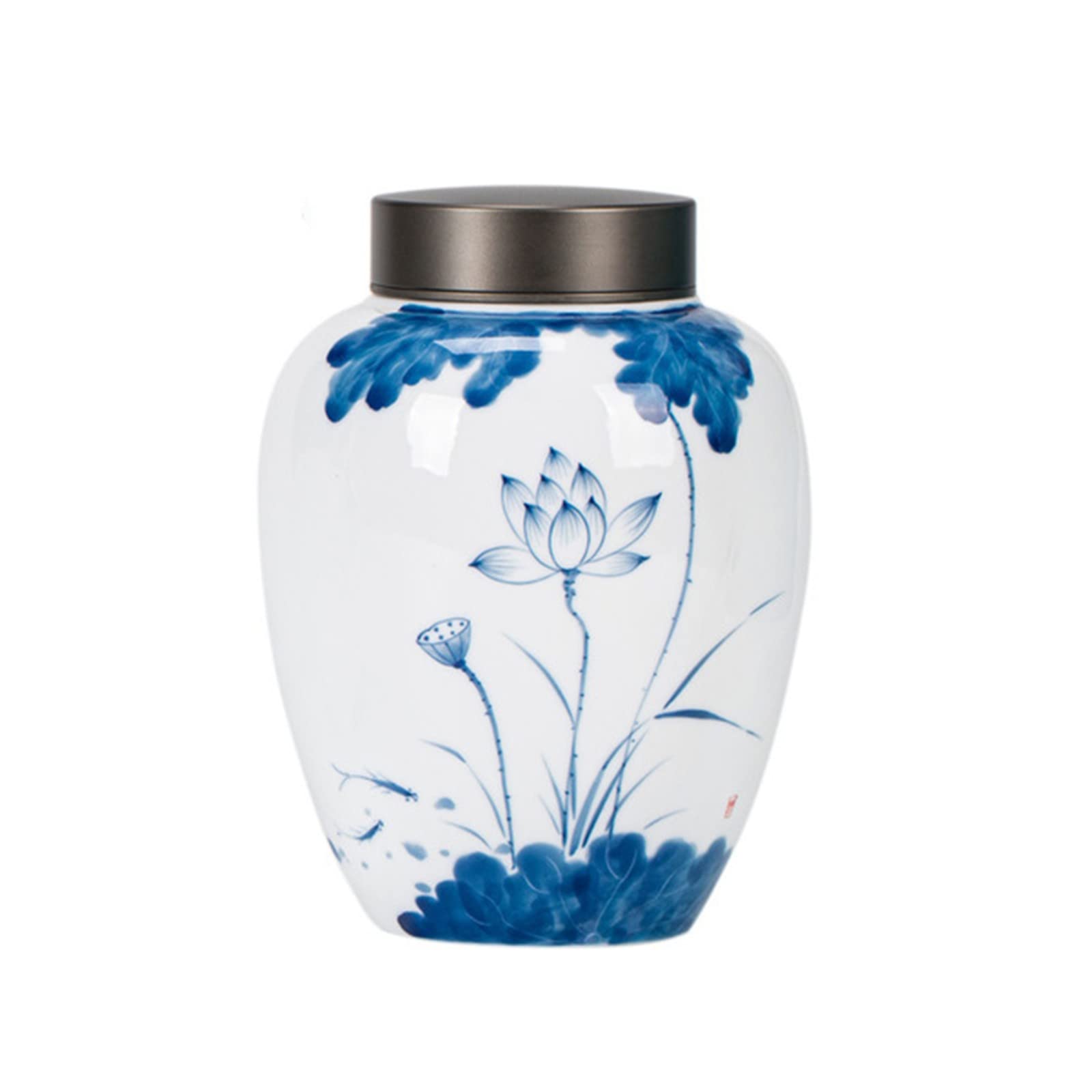 Premium Ceramic Tea Biscuit Storage Jar with Airtight Seal - Ideal for Tea, Cookies, Candies & Sweetmeats - Elegant Teaware & Tea Caddy Container for Kitchen, Pantry & Gift Giving (Large Size)