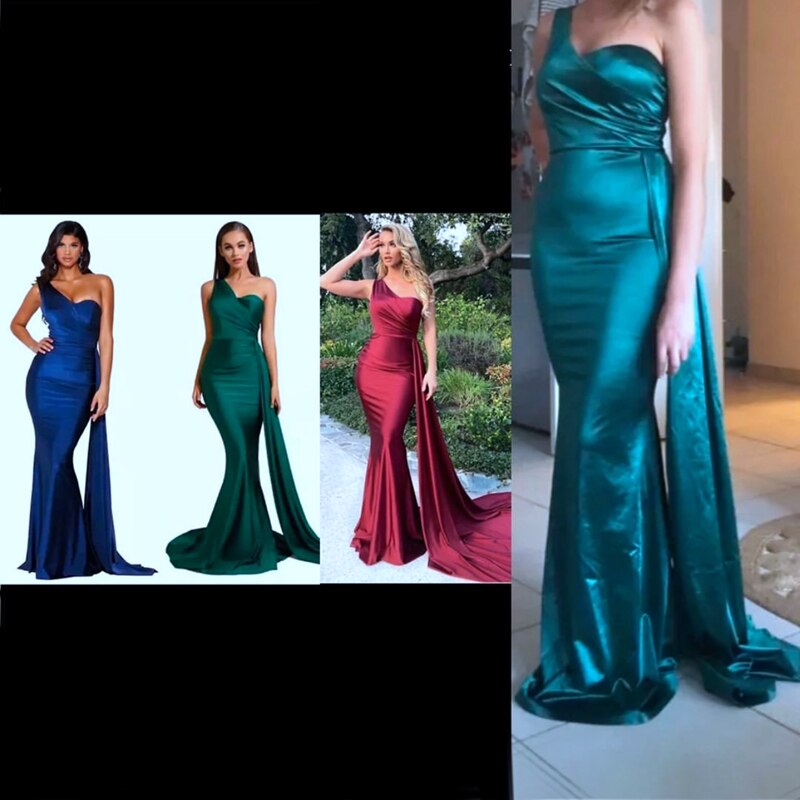Elegant Wine Red Sleeveless Satin Evening Dress 2025 | One Shoulder Mermaid Gown for Formal Events | Perfect for Prom, Cocktail Party & Wedding Guest Outfits