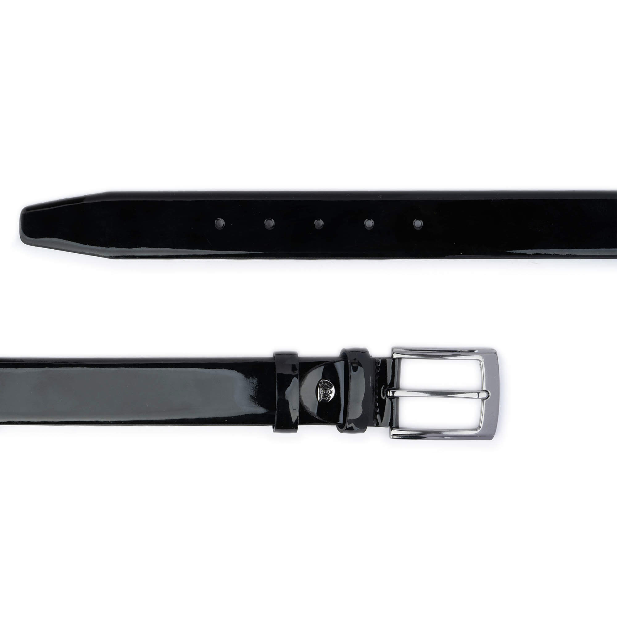 Premium Men's Luxury Belt - 3.5cm Wide Black Patent Leather Dress Belt for Business, Office & Formal Occasions