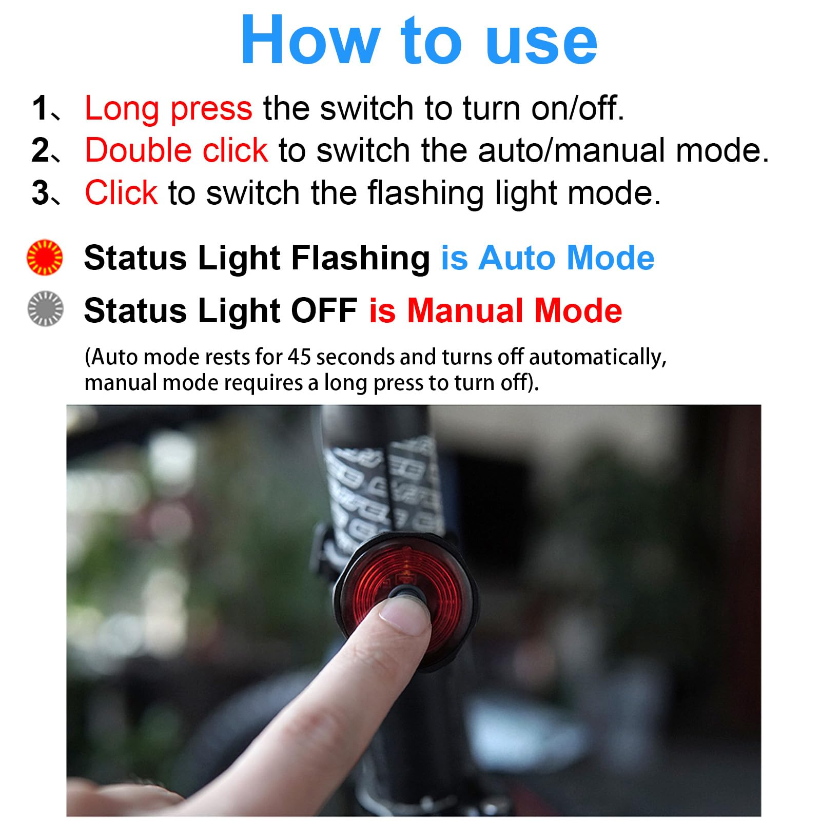 Ultra Bright Smart Bike Tail Light - Auto On/Off Bicycle Brake Light with USB Rechargeable & IPX6 Waterproof Design for Day/Night Safety - Perfect for Commuting, Road Cycling, and Mountain Biking