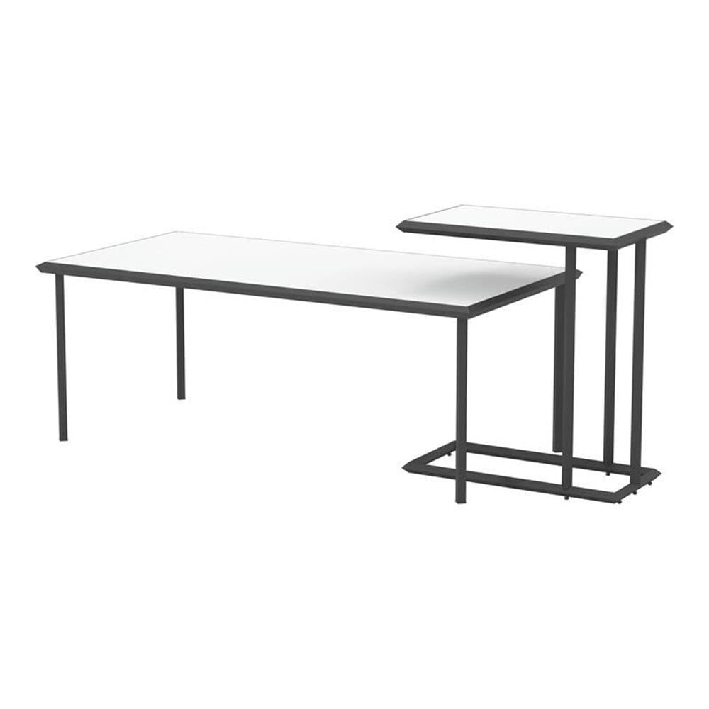 Onnah White Metal Coffee Table Set - Modern 2-Piece for Living Room