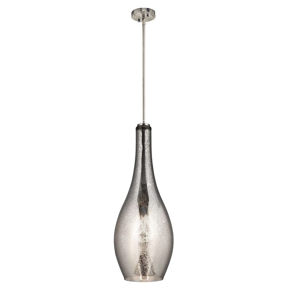 KICHLER Everly 29.5 Inch Modern Teardrop Pendant Light - Clear Glass Shade with Chrome Finish - Perfect for Kitchen Island, Dining Room, or Entryway Lighting