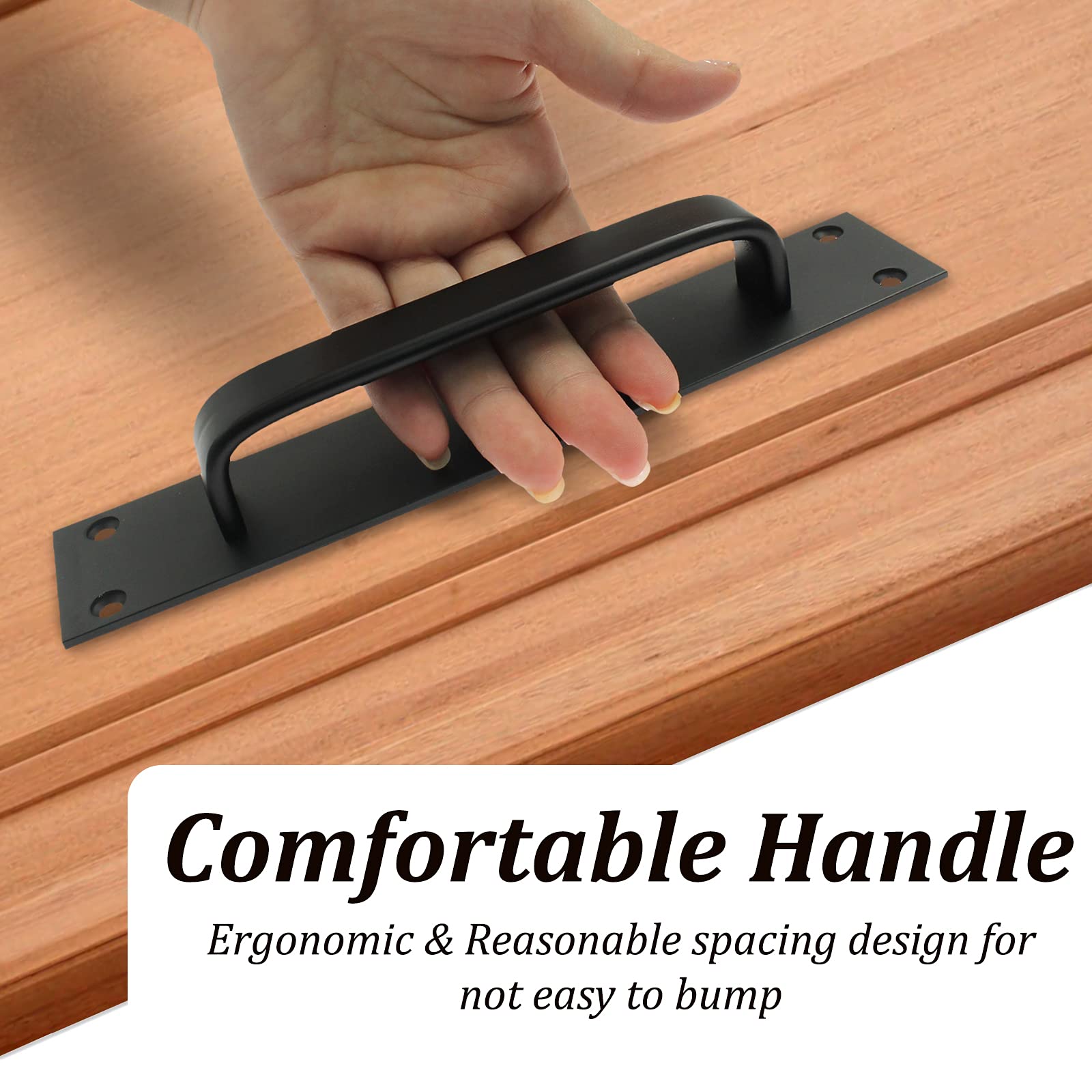 2 Pack Black Aluminum Alloy Sliding Barn Door Handles - 7.9 Inch Rust-Resistant Cabinet & Drawer Pulls for Barn Doors, Gates, Closets, Garage & Shed (Perfect for Farmhouse, Industrial & Rustic Home Decor)