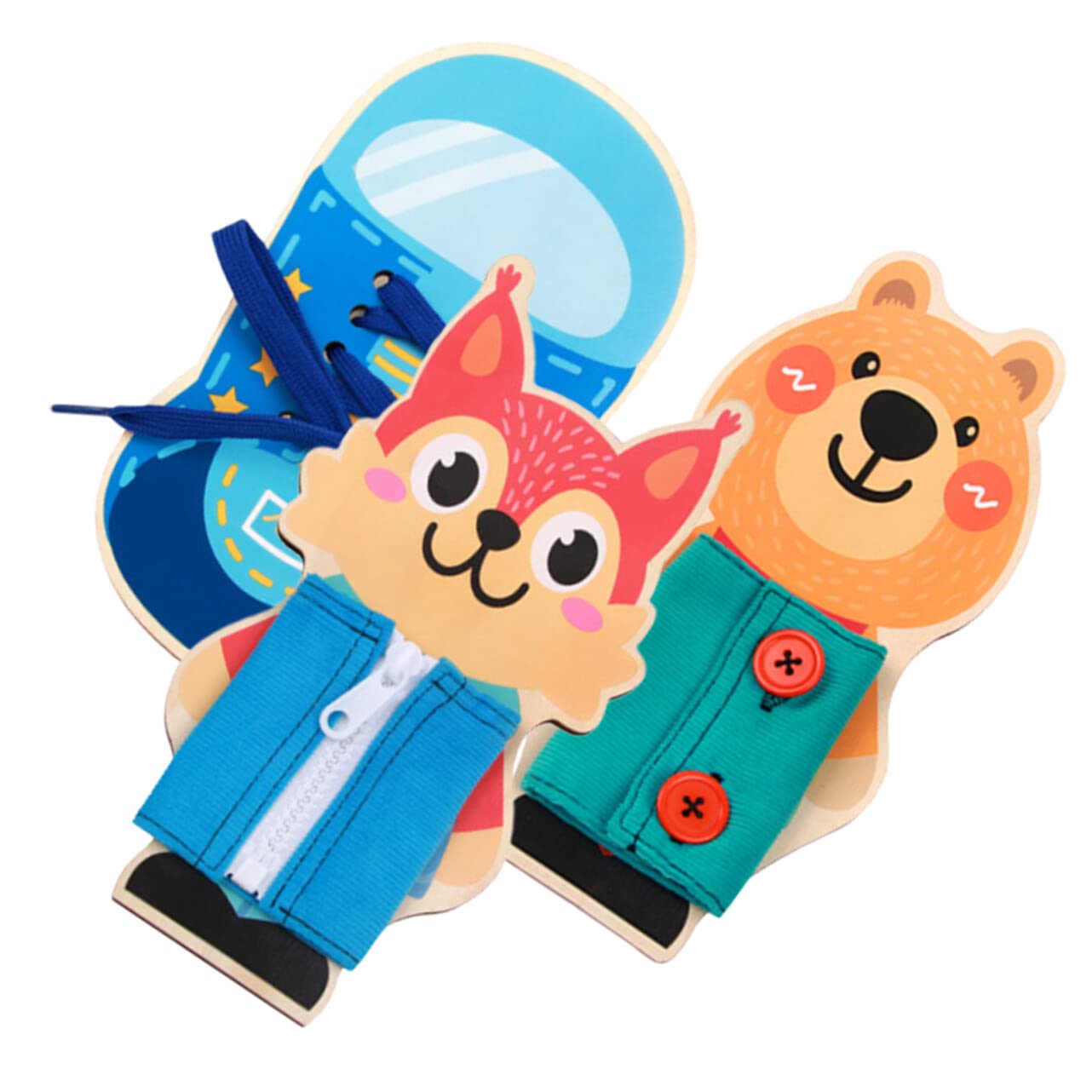 TOYANDONA 1 Set Busy Board Tying Teaching Kit - Sensory Toys, Lacing Sneakers, Counting Bears, Wooden Button Tie-up Toy for Toddlers - Educational Baby Toys for Learning & Development, Perfect for Home and Preschool Activities