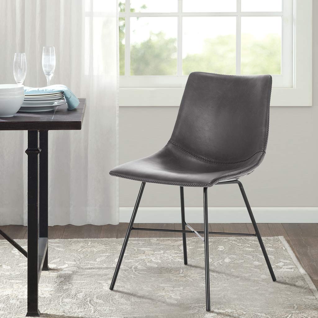 Poly & Bark Paxton Dining Chairs - Set of 2, Modern Grey Upholstered Side Chairs for Kitchen, Dining Room & Home Office
