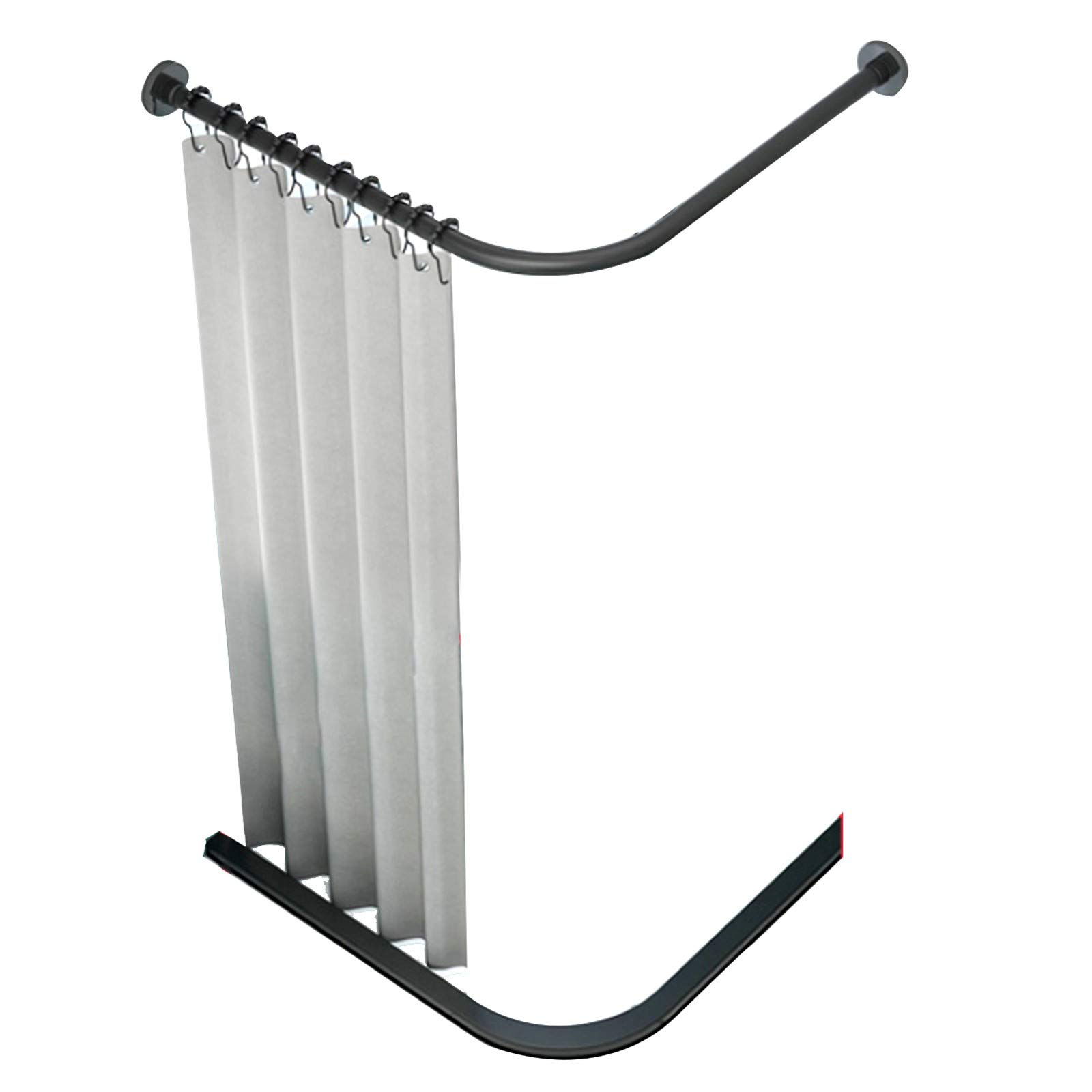 Black Curved Shower Curtain Rod - No Drill Tension Mount Rust-Resistant L-Shaped Extendable Bathroom Corner Shower Rod for Small Spaces & Modern Bathrooms
