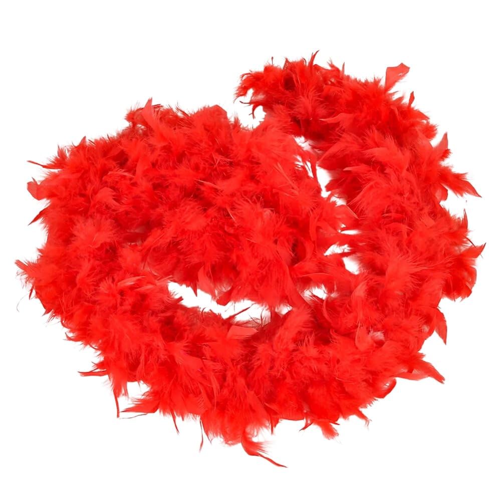 Rhode Island Novelty 6 Feet 60 Grams Red Feather Boa Scarf - Perfect for Costume Parties, Halloween, Burlesque Shows & Theatrical Performances