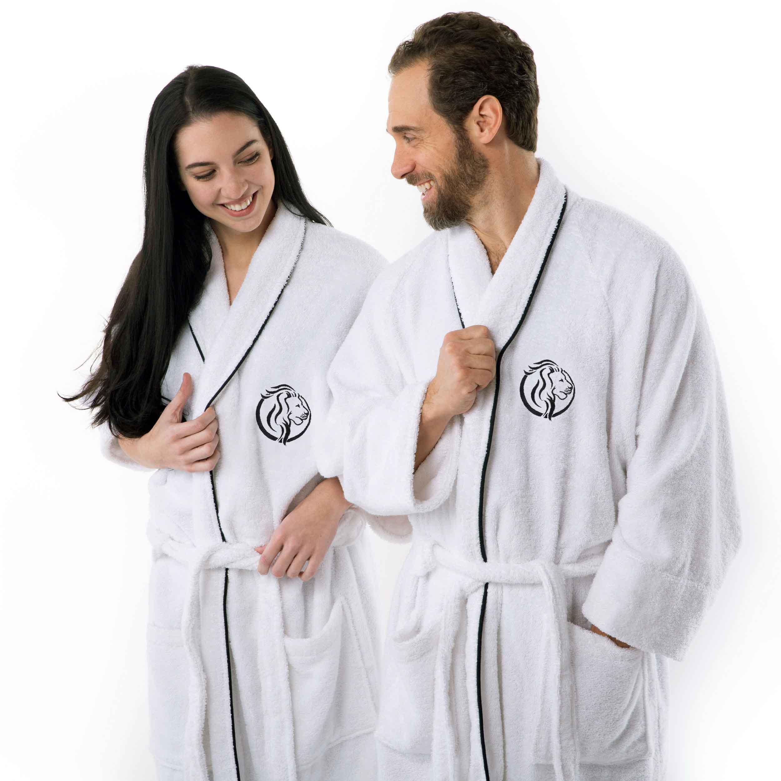 Premium Cotton Unisex Bathrobe for Adults - Soft, Fluffy & Highly Absorbent - White Embroidered Spa Robe for Relaxation, Hotels & Home Comfort
