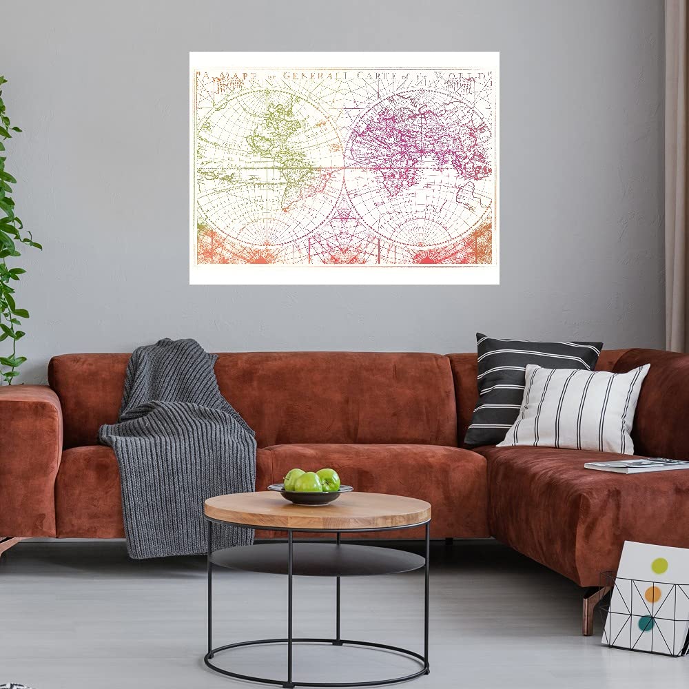 Tom Frazier Fine Art Canvas Map Etching - 46x35 Inch Wall Decor for Living Room, Bedroom, Office & More | Ready to Hang Landscape Artwork | Perfect for Home, Office & Commercial Spaces