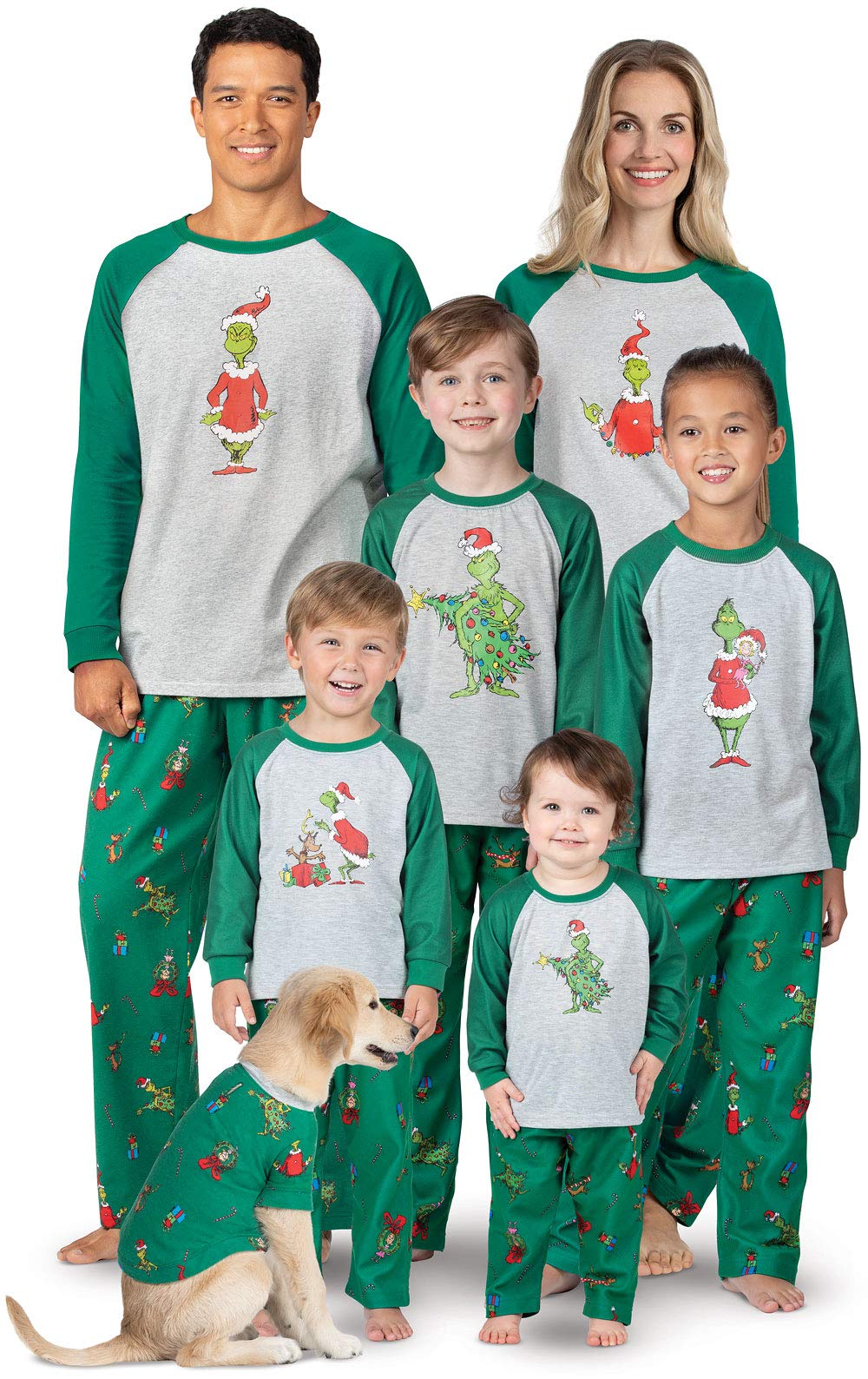 Grinch Pajamas for Family - Christmas Matching Pajama Set with Green Grinch Print | Cozy Holiday Sleepwear for Christmas Eve & Family Photos