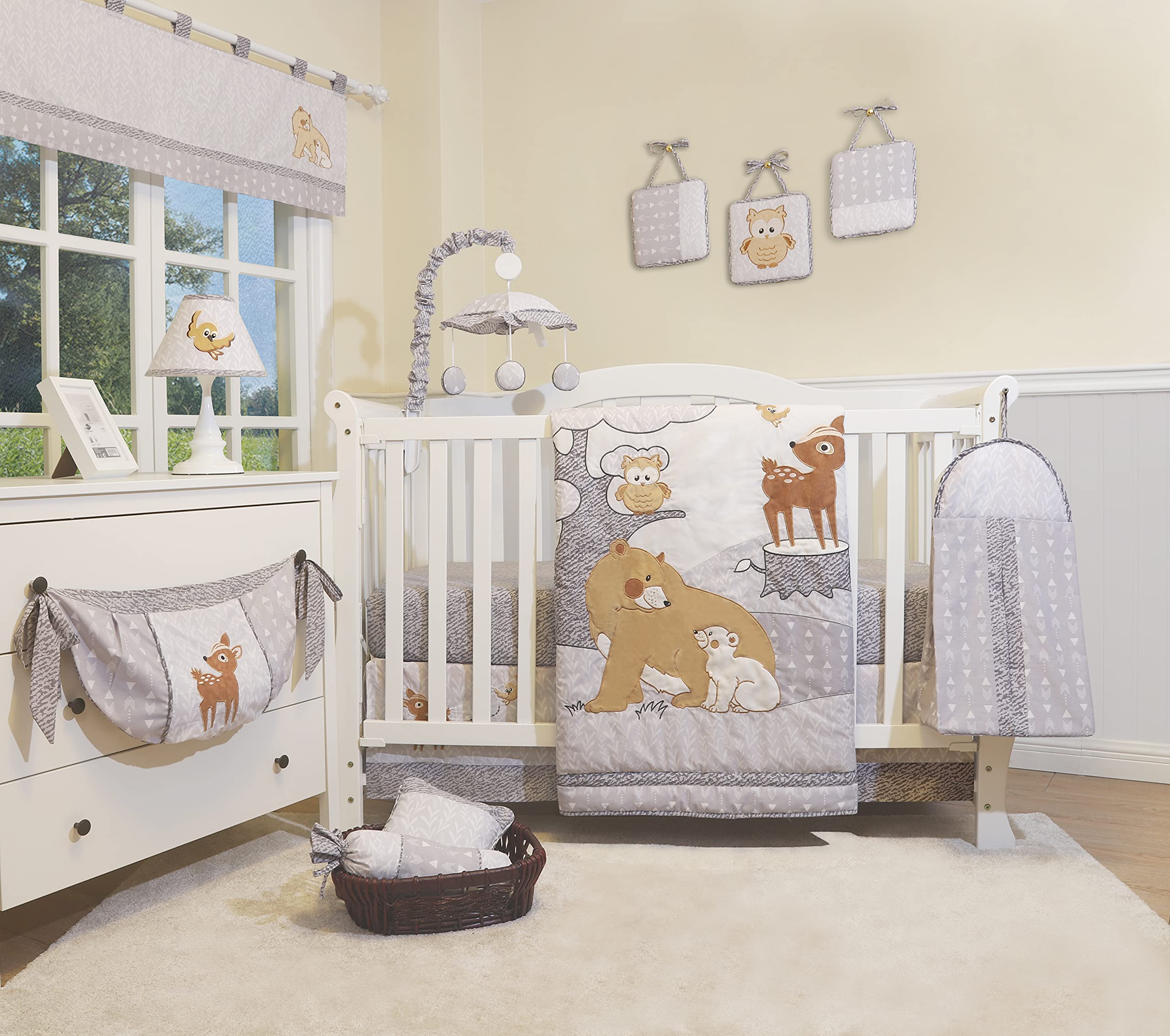 Enchanted Forest Woodland Baby Crib Bedding Set - 12 Piece Nursery Set with Bear, Deer & Fox Designs | Perfect for Baby Showers, Nursery Decor & Newborn Gifts