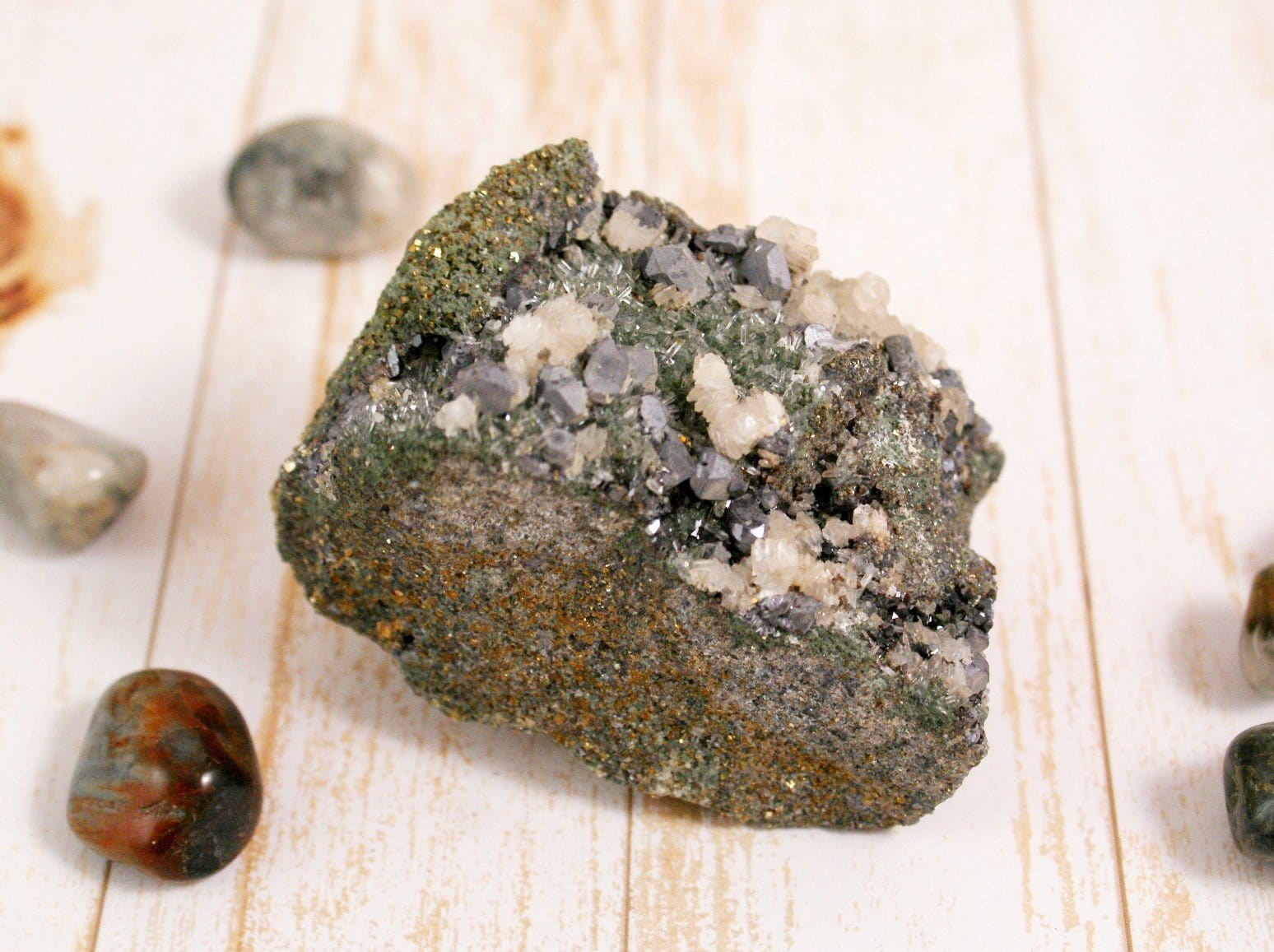 Natural Bulgarian Quartz with Pyrite, Galena & Chlorite - Healing Crystal for Meditation, Energy Work & Home Decor