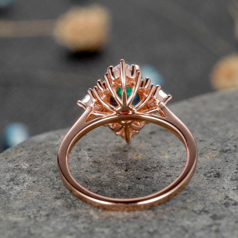 Vintage Black Opal Diamond Engagement Ring for Women - Elegant & Unique Wedding Band for Proposals, Anniversaries, and Special Occasions