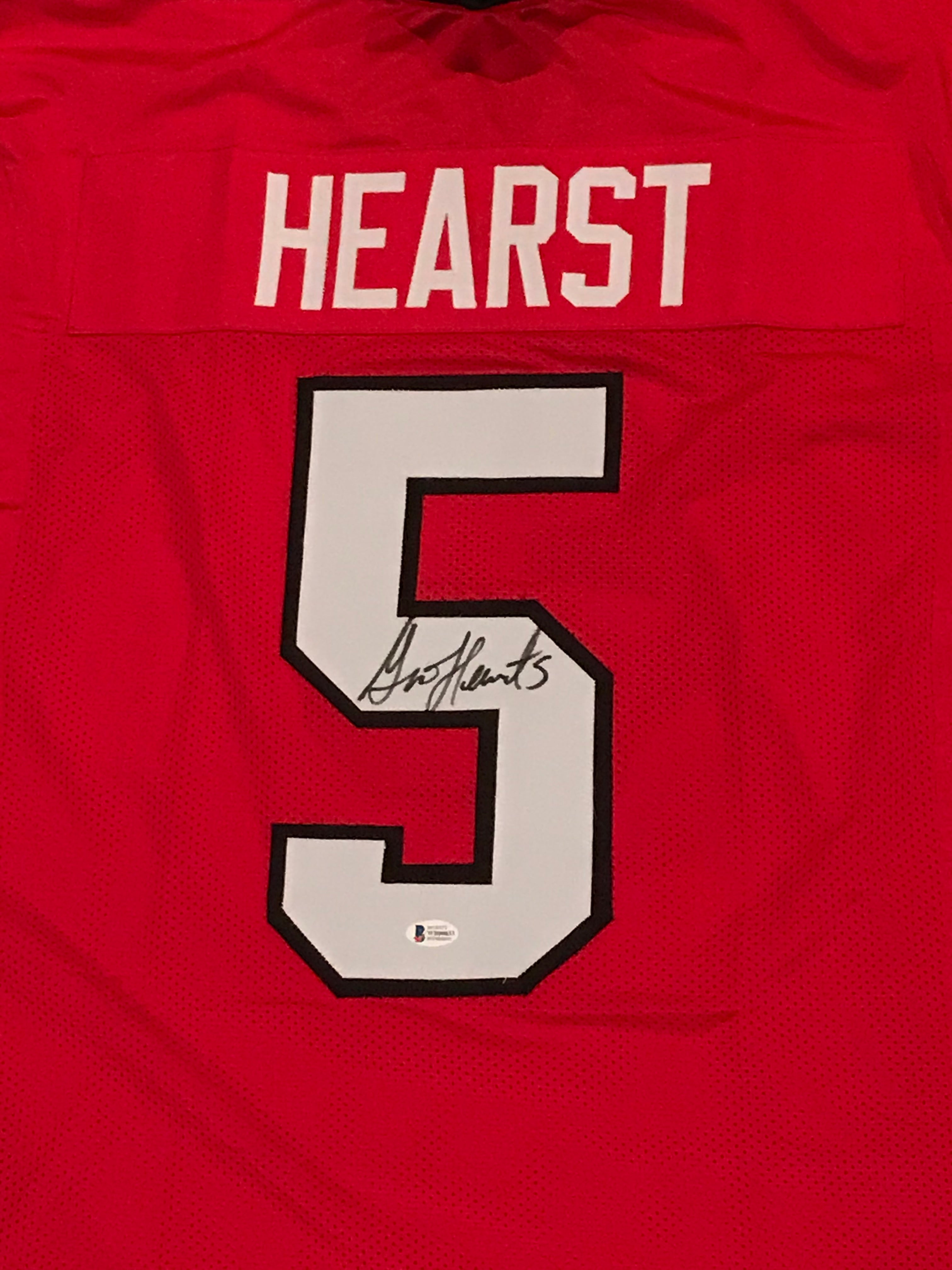 Garrison Hearst Autographed Georgia Bulldogs Red Football Jersey - Authentic Signed Memorabilia for Collectors and Fans - Perfect for Display, Gifts, and Game Day Decor