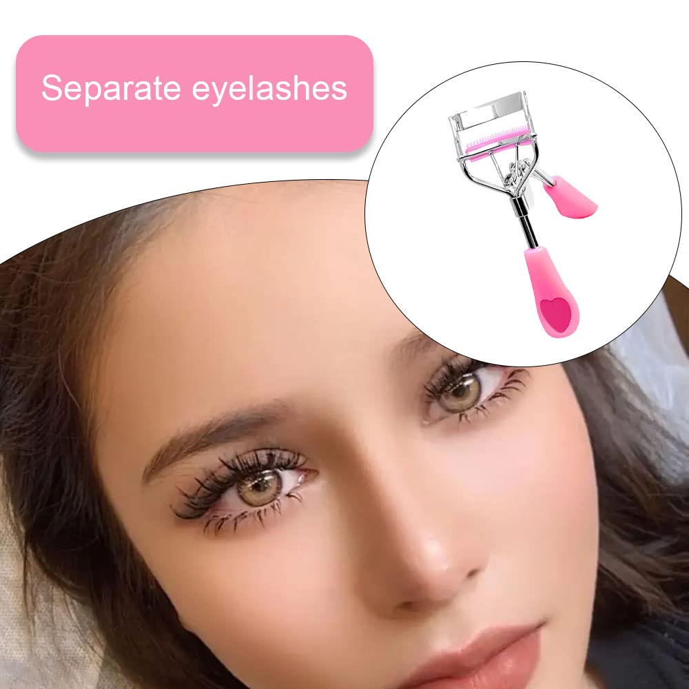 2 Pcs Eyelash Clips with Built-in Comb - Professional Eyelash Curlers for Home, Salon & Makeup Artists | Perfect for Lash Extensions, False Lashes & Daily Makeup Routine (Random Color)