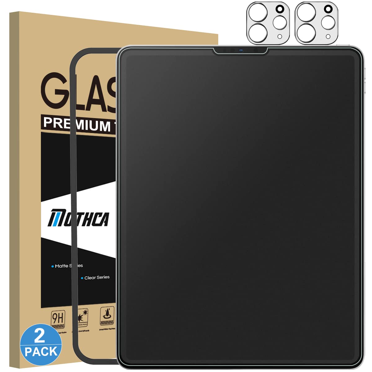 2 Pack Matte Glass Screen Protector for iPad Pro 11 Inch (2022/2021/2020/2018) & iPad Air 5/4 (10.9 Inch) - Anti-Glare, Anti-Fingerprint, HD Tempered Glass Shield - Smooth Touch for Work, Study & Entertainment