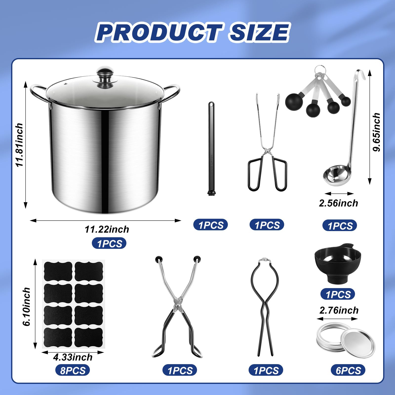 22-Piece Canning Supplies Starter Kit - 21.5 Qt Stainless Steel Water Bath Canner Pot with Lid & Essential Tools Set for Beginners - Perfect for Home Canning, Preserving Fruits, Vegetables, Jams & Pickles