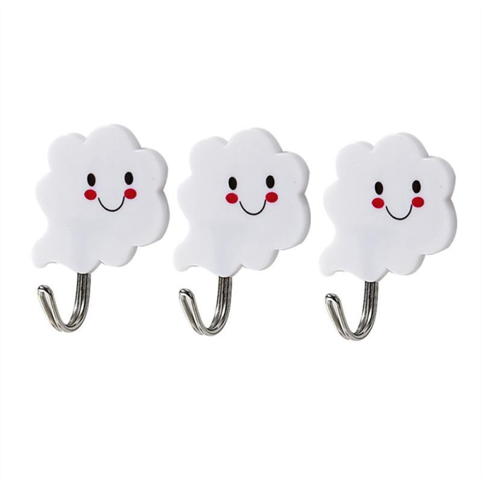 3-Pack Cloud Shaped Self-Adhesive Wall Hooks - Strong Sticky Coat Rack for Hanging Clothes, Bags, Hats & Keys - Space Saving Organizer for Bedroom, Kitchen, Bathroom & Entryway