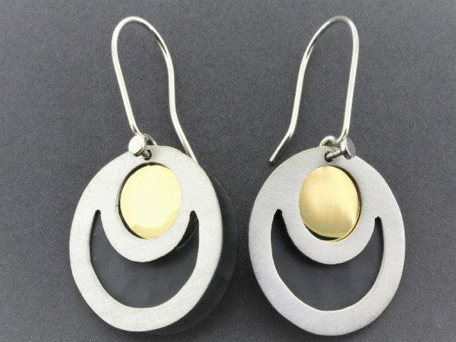 22K Gold & Oxidized Silver Eclipse Earrings – Elegant Dangle Earrings for Women, Perfect for Parties, Weddings & Evening Events