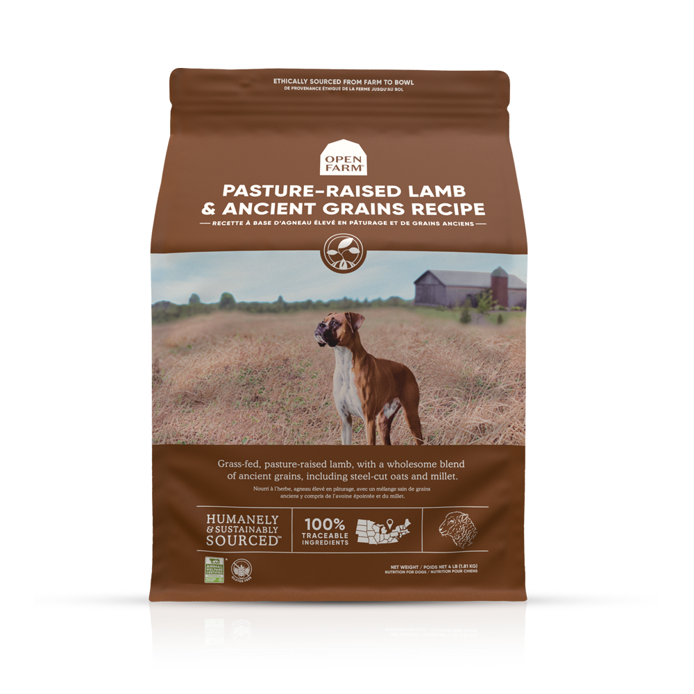 Open Farm Ancient Grains Dry Dog Food with Lamb - Premium Grain-Inclusive Kibble for Adult Dogs - Perfect for Sensitive Stomachs & Active Lifestyles