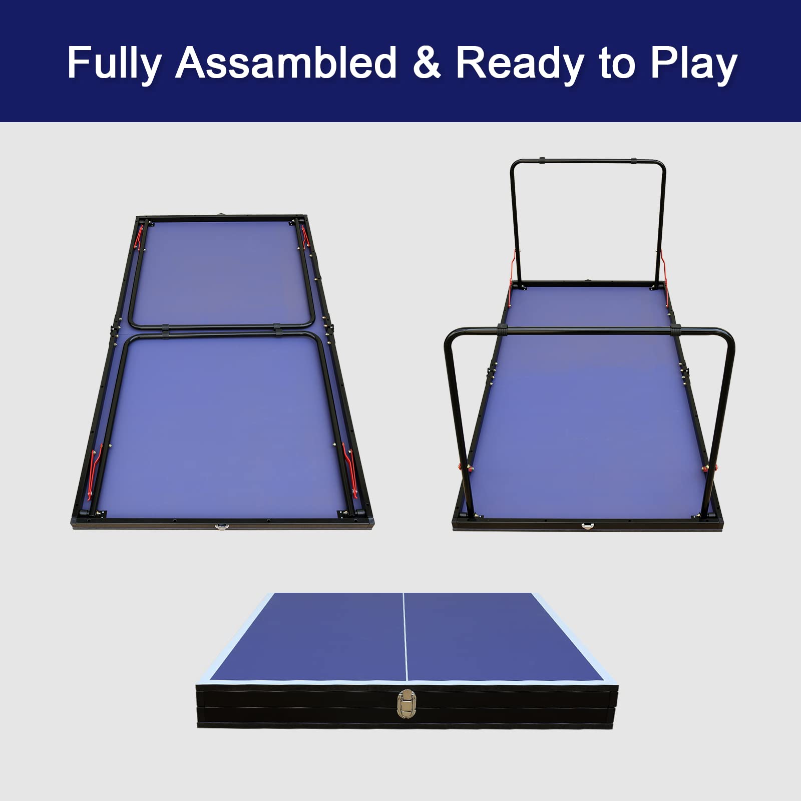 Premium Foldable Ping Pong Table Set - 100% Preassembled Indoor/Outdoor Table Tennis Game for Family Fun | Backyard, Garage & Game Room Use