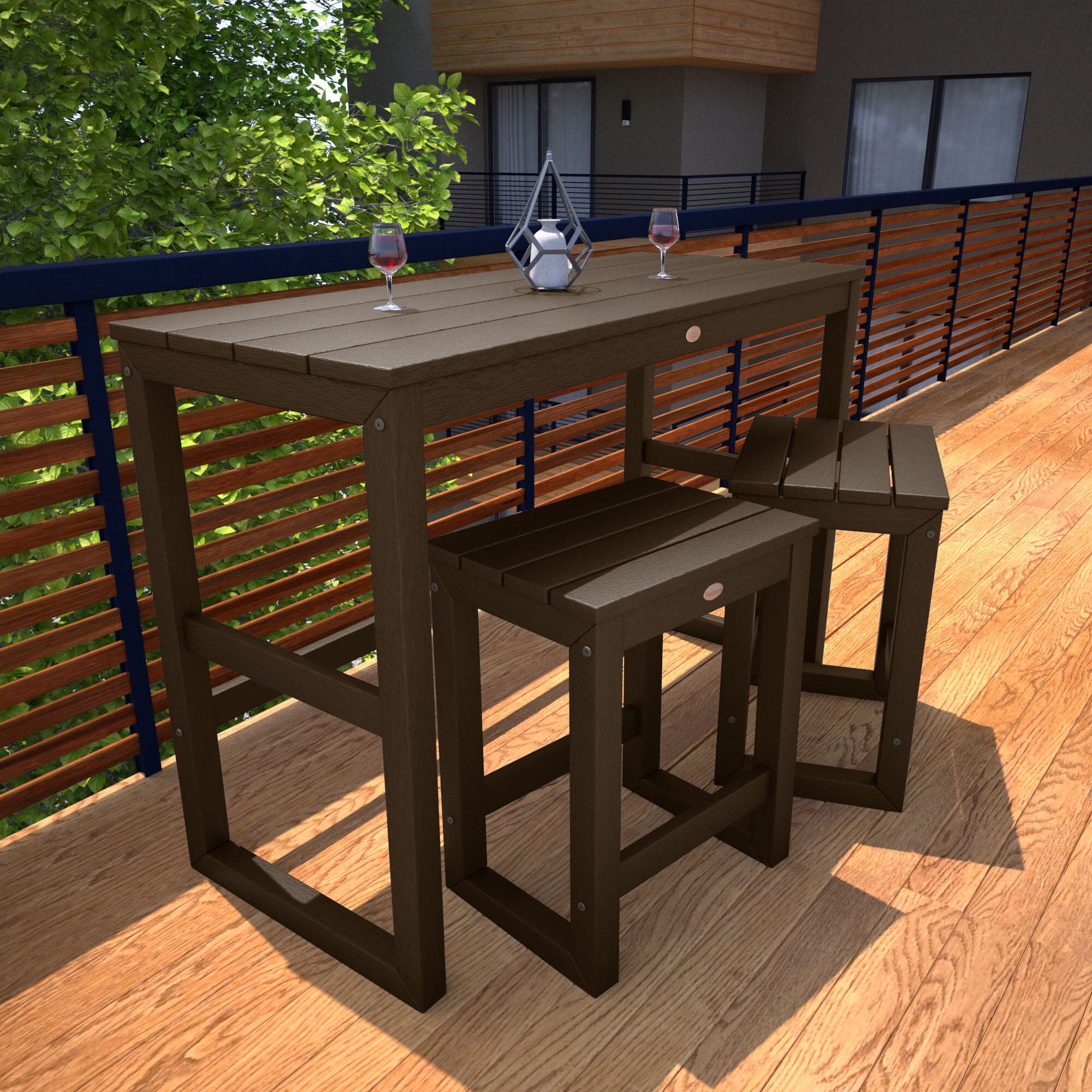 Modern Monroe Counter Height Balcony 3-Piece Set - Outdoor Patio Bistro Furniture for Small Spaces, Apartments & Condos