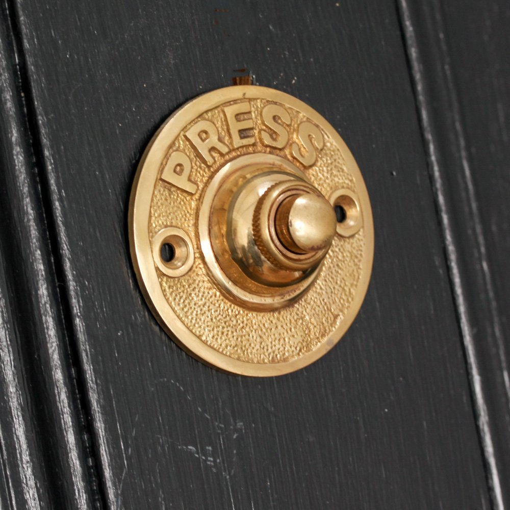 Vintage Brass Round Press Bell Push Button - Antique Style Doorbell for Home & Office - Perfect for Classic Intercoms, Entry Systems, and Victorian Decor