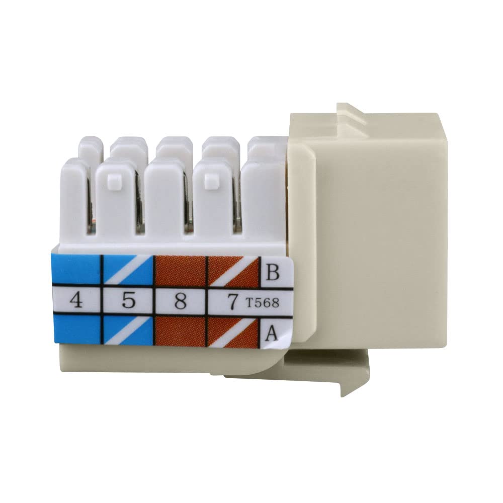 Construct Pro™ Cat 6 Keystone Jack (Almond) - High Speed Ethernet Network Jack for Home & Office Networking, Data Centers, and Server Rooms
