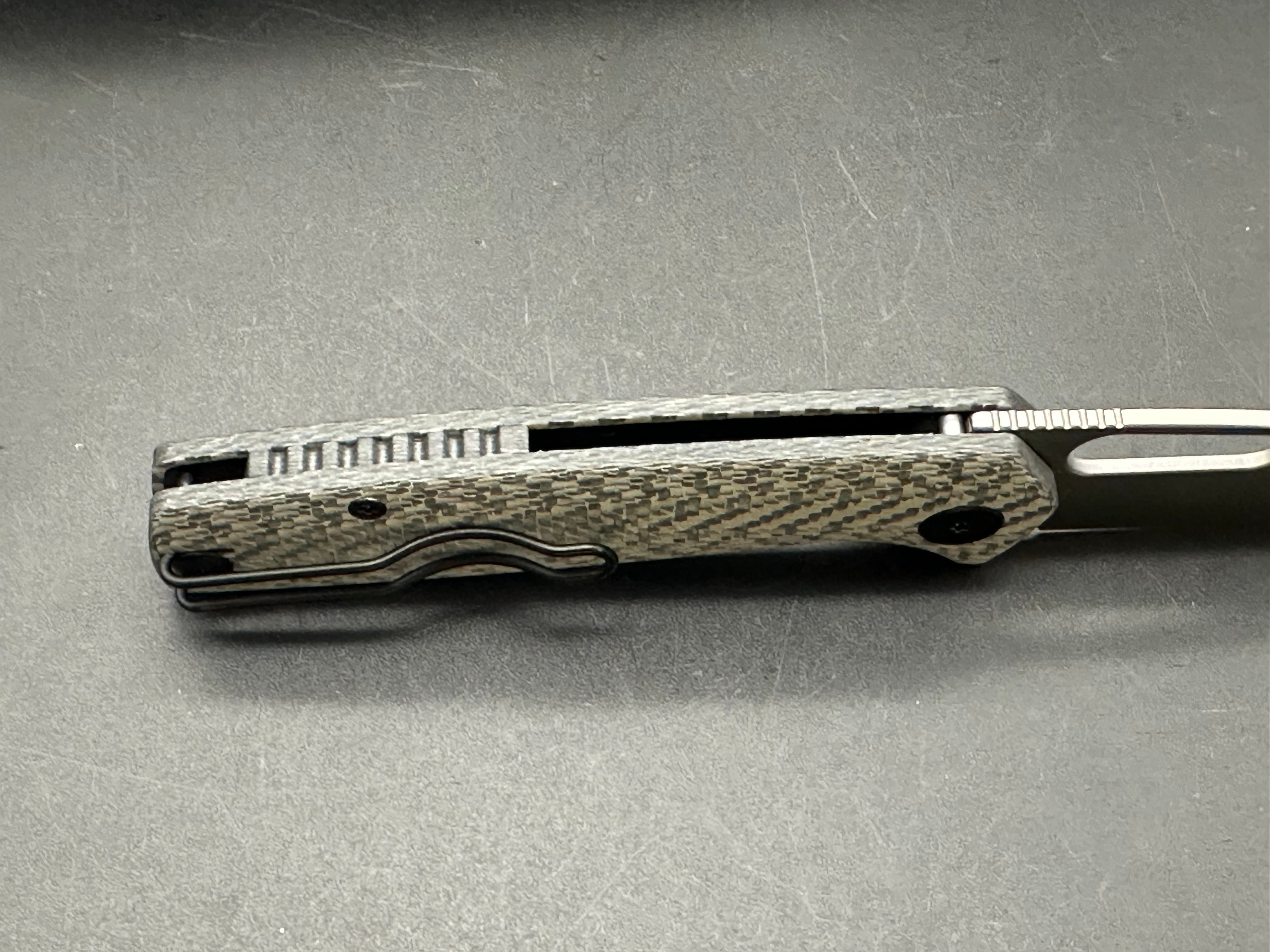 Premium Asher Spiro Silver CF Folding Knife - 3.2