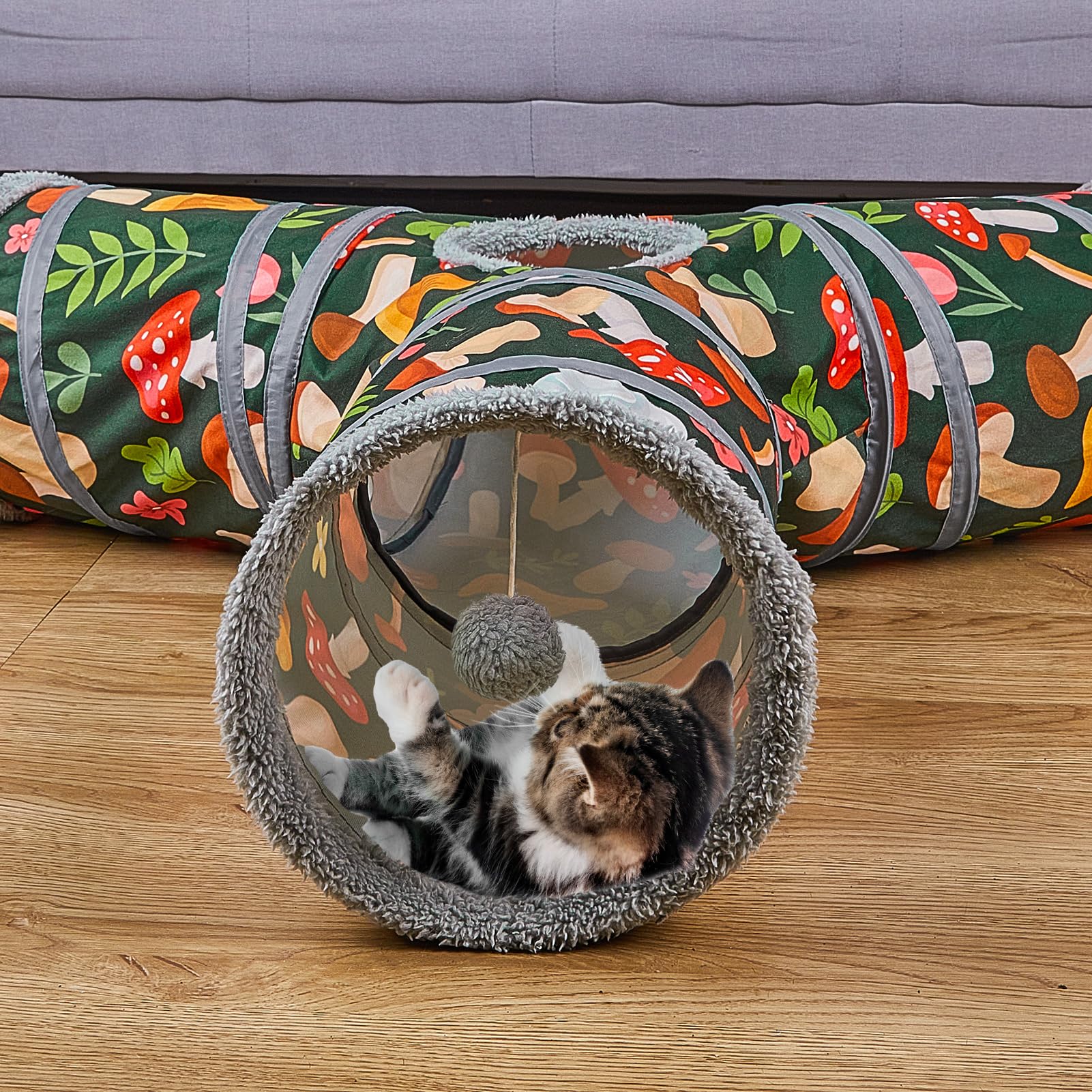3-Way Collapsible Cat Tunnel with Peekaboo Cave & Toy Balls - Fun Indoor Play Tube for Cats, Kittens & Puppies - Perfect for Hide & Seek, Exercise & Playtime