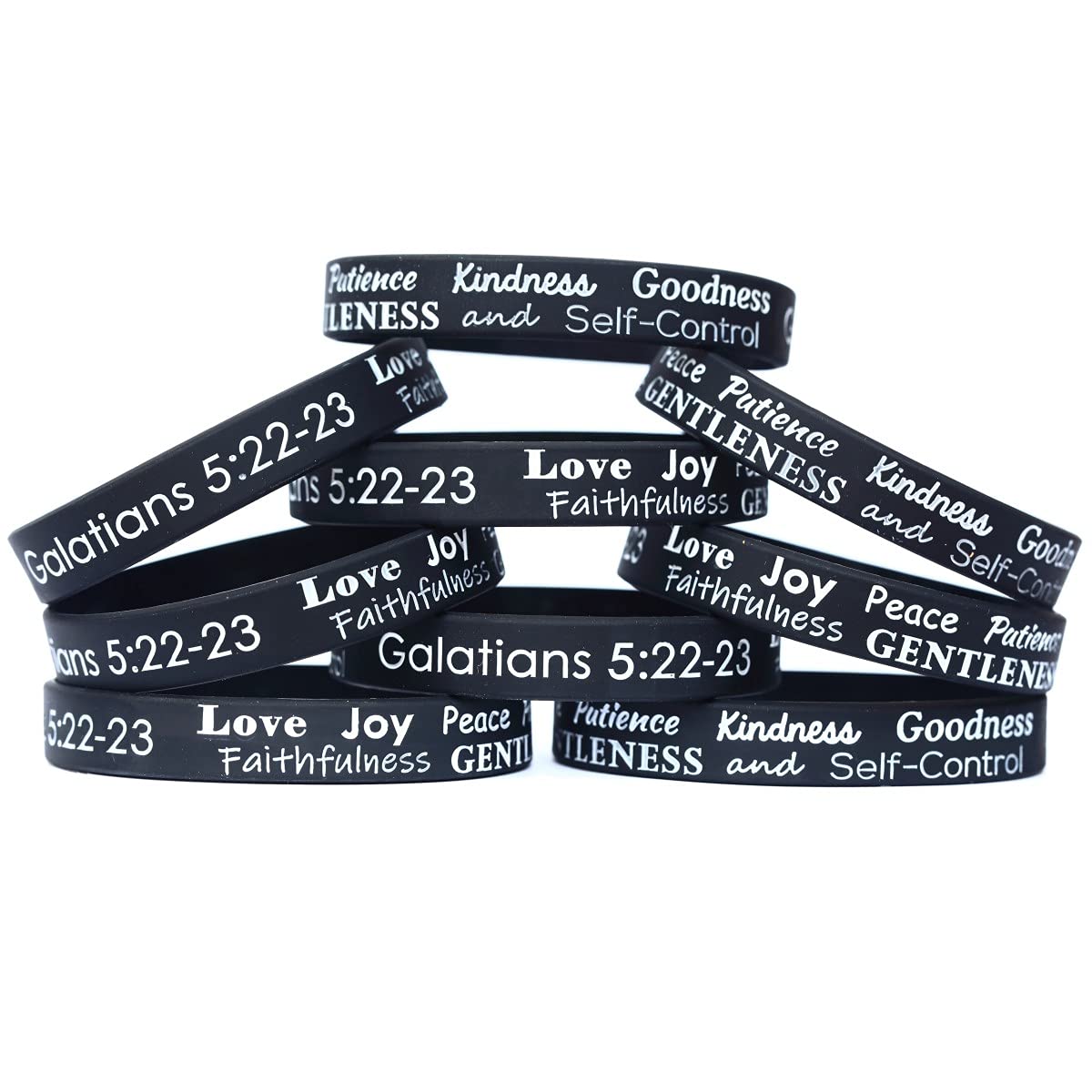 10 Pack Love Joy Peace Patience Bracelets - Galatians Fruit of the Spirit Wristbands for Women & Men, Christian Religious Jewelry Gifts for Bible Study, Church Events & Daily Inspiration