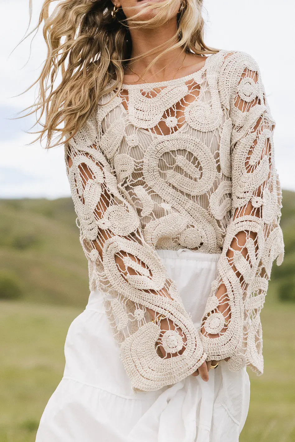 No Worries Crochet Top in Cream - Boho Chic Summer Blouse for Women | Perfect for Beach Vacations, Music Festivals & Casual Outings