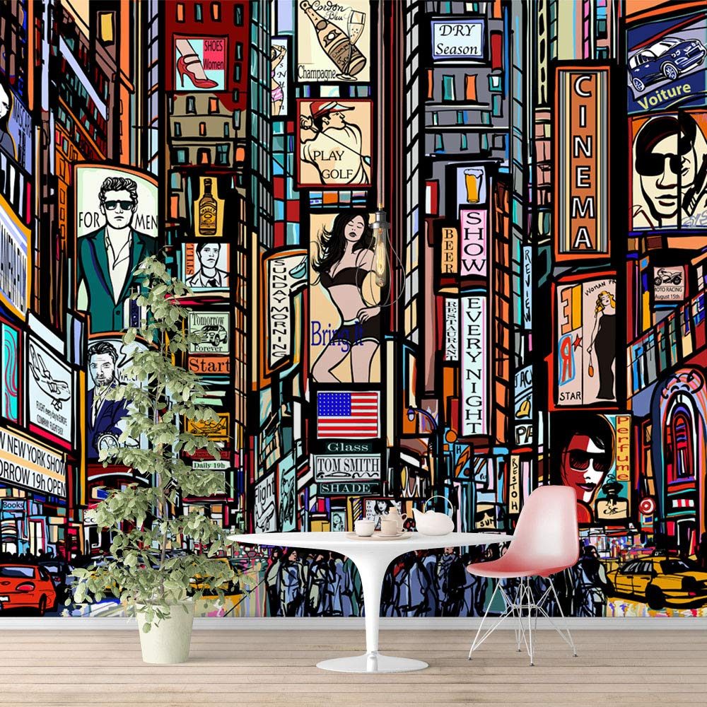 IDEA4WALL Brooklyn Bridge & New York City Large Removable Wallpaper - 100x144 Inches Peel and Stick Wall Mural for Bedroom, Living Room, Office | Easy DIY Home Decor