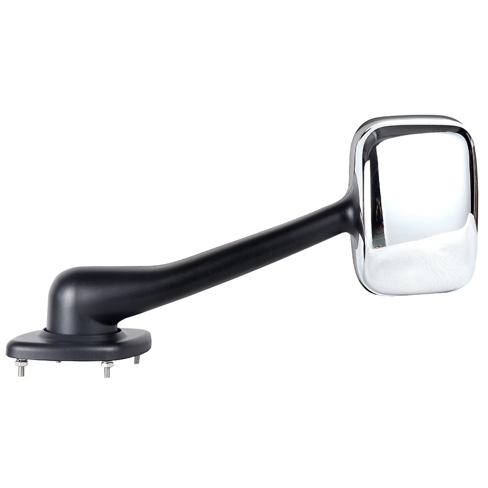 Heavy Duty Right Side Passenger Hood Mount Mirror with Chrome Housing for Freightliner Cascadia (2008-2016) - Manual Adjustment for Enhanced Visibility & Safety While Driving