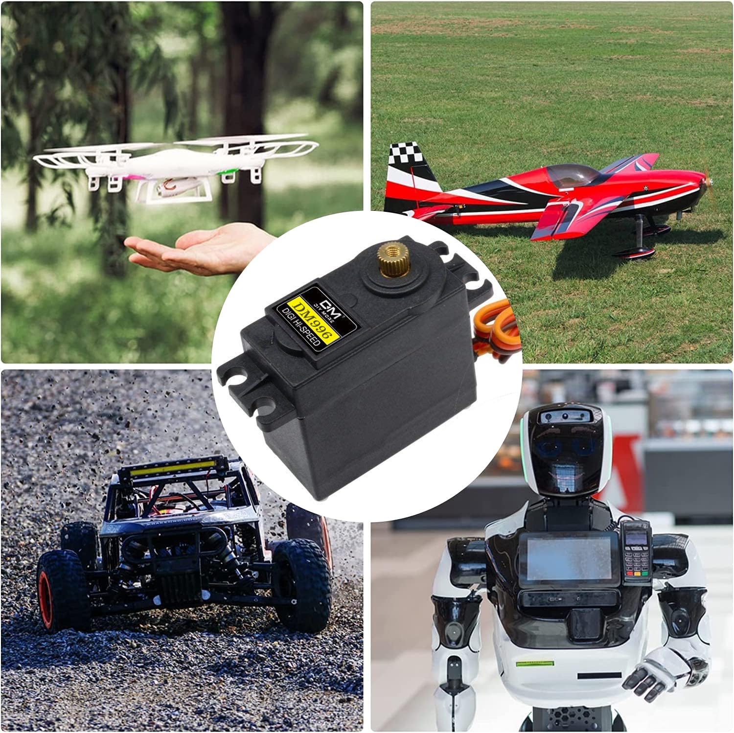 Full Brass Gear 6 Pack MG996R High Torque Digital RC Servo Motors - 25T Metal Horns for RC Helicopter, Car, Boat & Robot DIY Projects | Perfect for Hobbyists and Remote Control Enthusiasts
