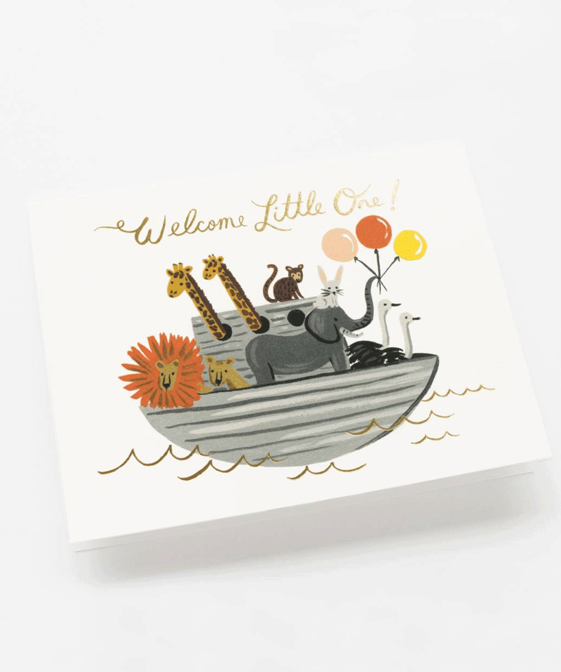 Rifle Paper Co Noah's Ark Greeting Card - Perfect for Baby Showers, Christenings & Nursery Decor