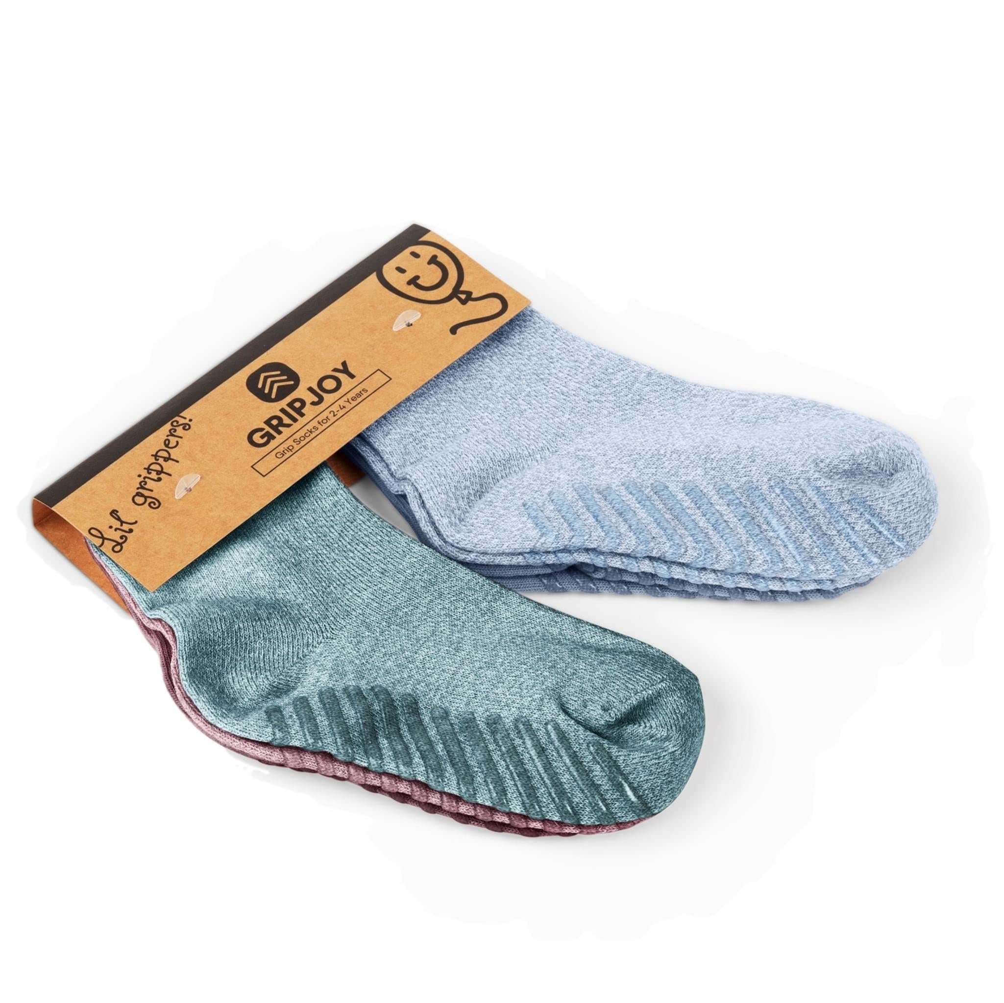 Gripjoy Non-Slip Toddler Socks with Grippers - 4 Pairs Anti-Skid Baby Socks for Boys & Girls - Perfect for Playtime, Daycare & Learning to Walk