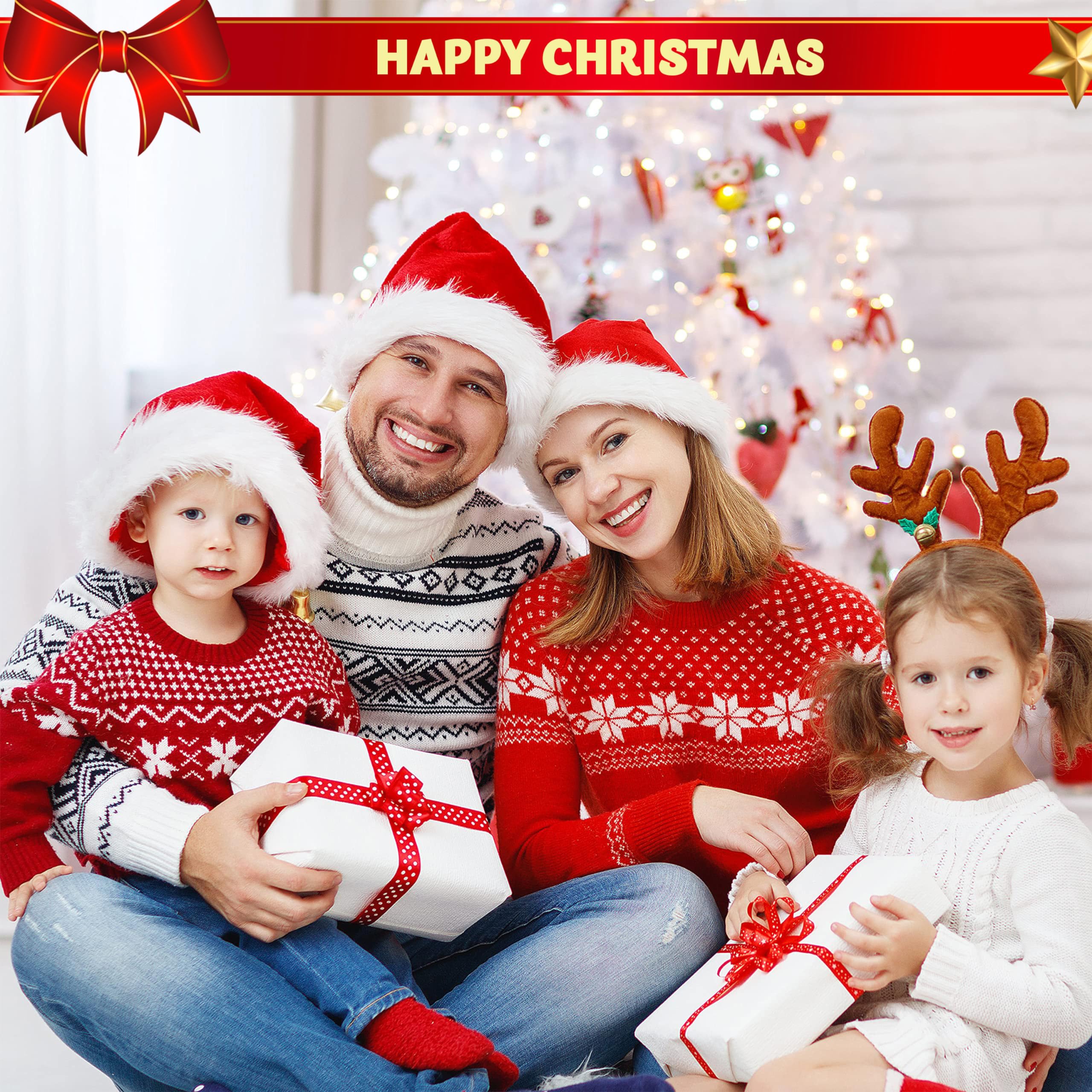 JOYIN 12 Pack Christmas Santa Hats - Plush Red Velvet Santa Claus Hats with White Fur Trim (12.5 x 20 Inches) for Holiday Parties, Christmas Decorations & Festive Gift Giving