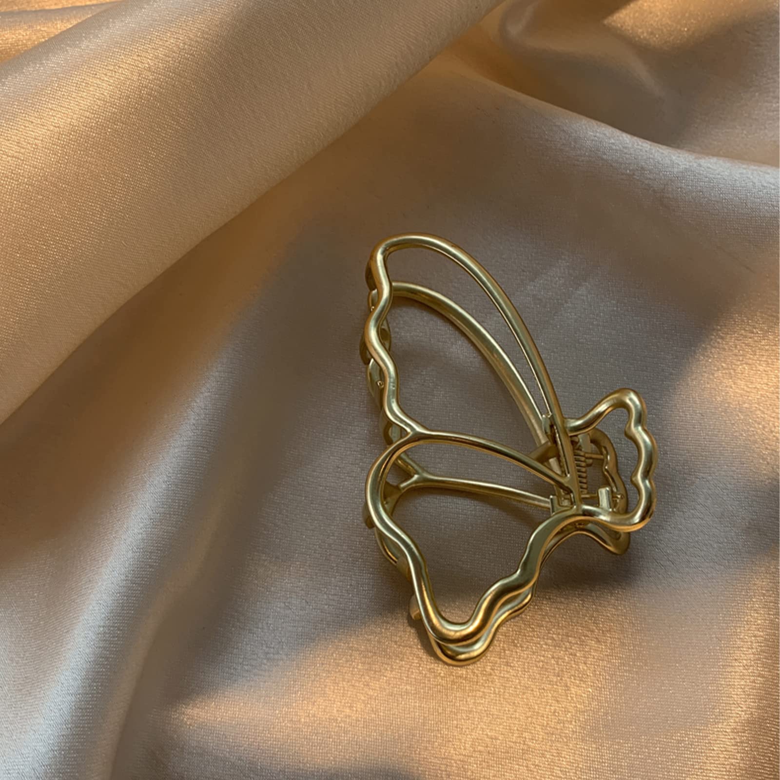 STYLEDOSE Women's Metal Claw Hair Clips - 4 Pack Gold Butterfly Hair Clutchers for Girls & Women | Hair Accessories for Ponytails, Buns & Updos