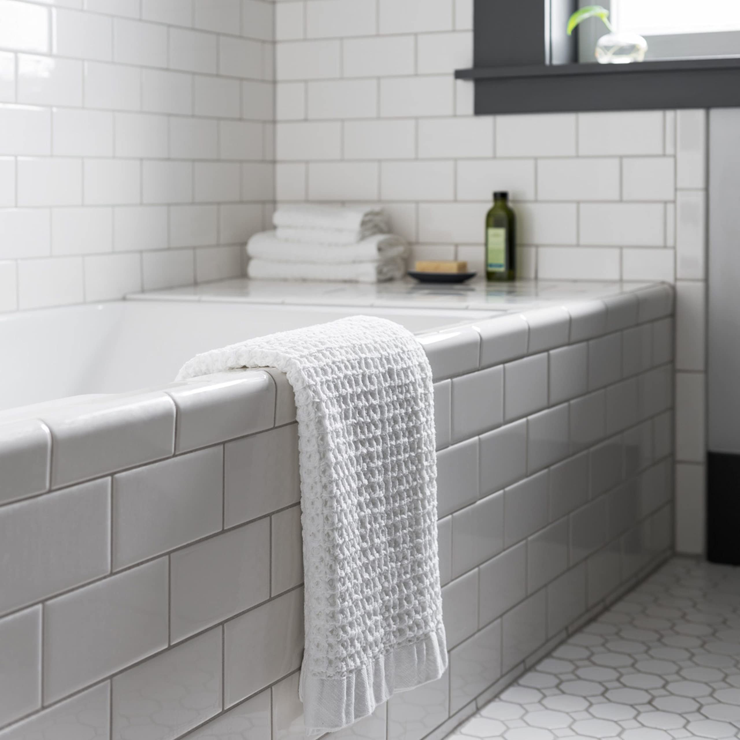 ONSEN Complete Bath Towel Set - 100% Supima Cotton Waffle Weave Towels | Ultra Soft, Quick-Drying & Durable Bath Towels | Perfect for Spa, Luxury Bathroom & Hotel Use (White)