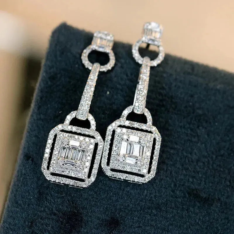 18K White Gold Diamond Drop Earrings for Women | 0.80 Carat Natural Diamond Luxury Jewelry | Elegant Party, Wedding & Evening Wear Accessories