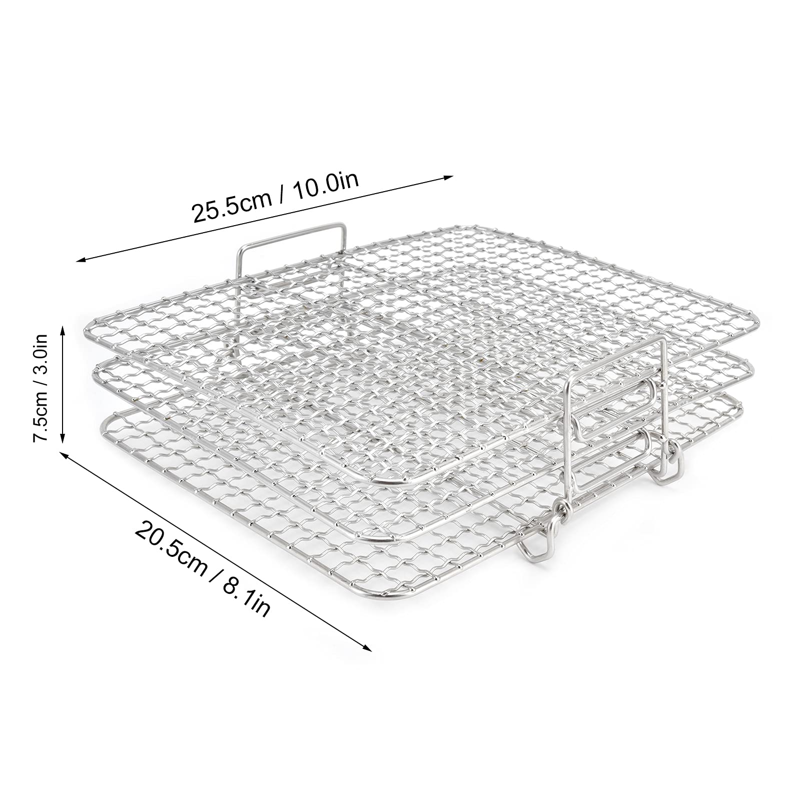 Alvinlite 3-Tier Stainless Steel Dehydrator Stand for Air Fryer - Stackable Cooling Rack Set for Baking, Roasting & Cooking | Perfect for Meal Prep, Healthy Snacks & Dehydrating Fruits
